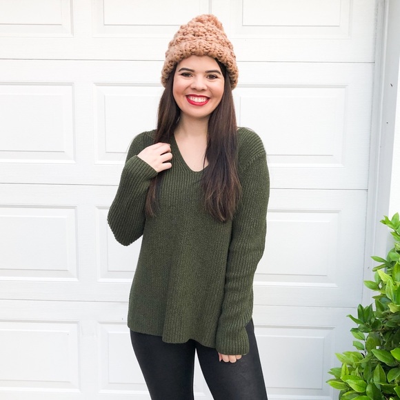 J. Crew Olive Green V-Neck Pullover Sweater - Picture 2 of 9